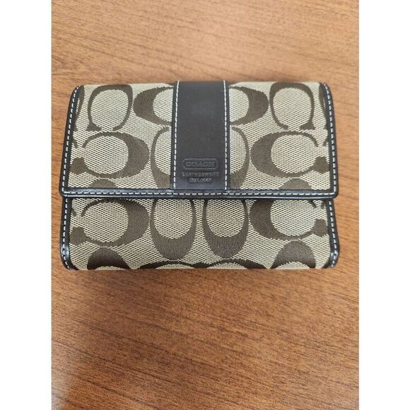 Coach Brown Signature Jacquard small wallet - Picture 1 of 7